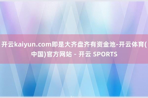 开云kaiyun.com即是大齐盘齐有资金池-开云体育(中国)官方网站 - 开云 SPORTS
